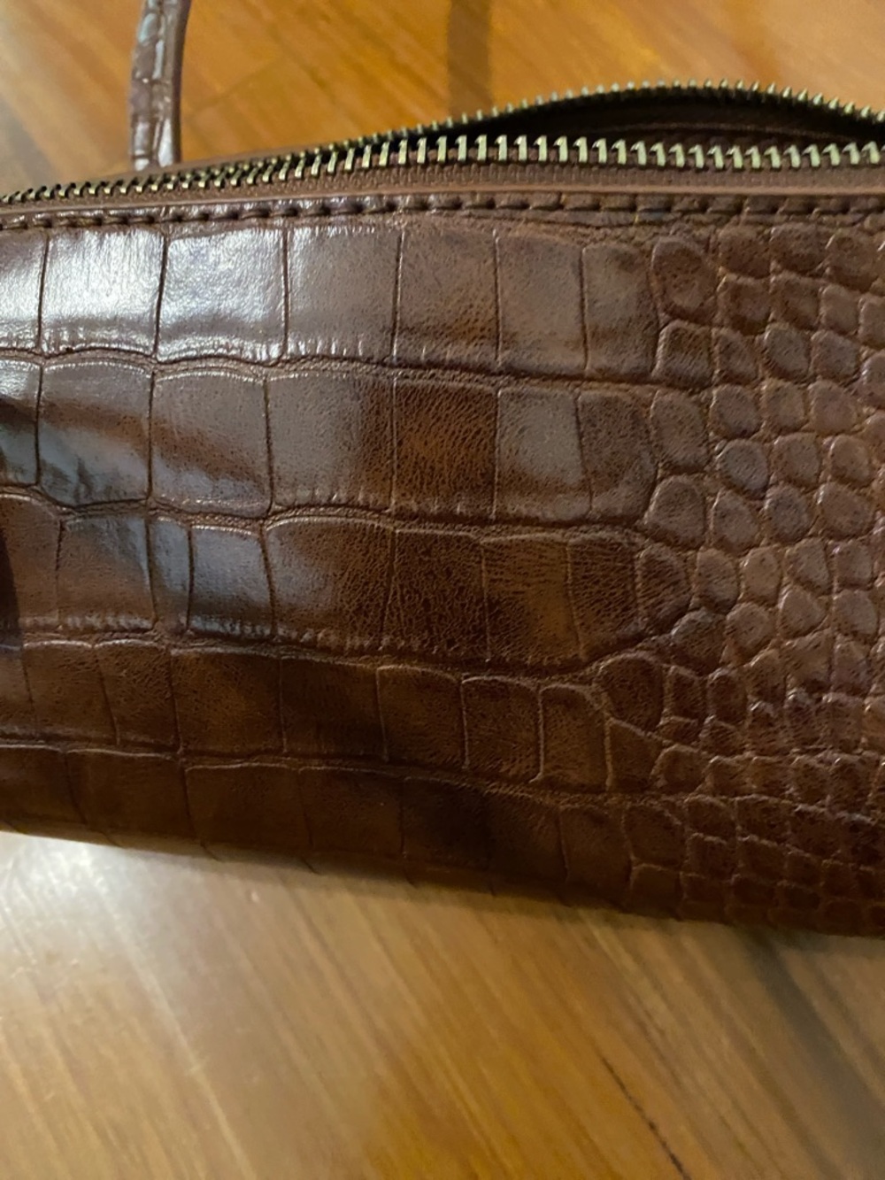 Anthropologie Croc-Embossed Mini Barrel Bag - Picture 4 of 9